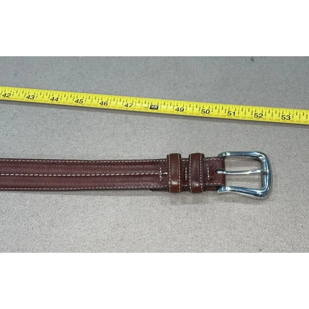 JOHNSTON & MURPHY Aniline Klipskin Shoulders Leather Brown Belt w/Buckle Size 44
